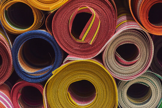 Colored ribbon in rolls