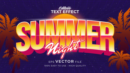 Editable text style effect - retro summer text in 80s style theme