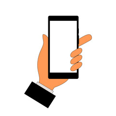 Obraz na płótnie Canvas vector of hands holding mobile phone, smartphone. mockup