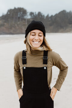 Trendy Young Woman on Coast