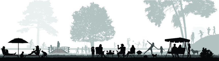 People silhouettes in nature. Conceptual work. - 439449965