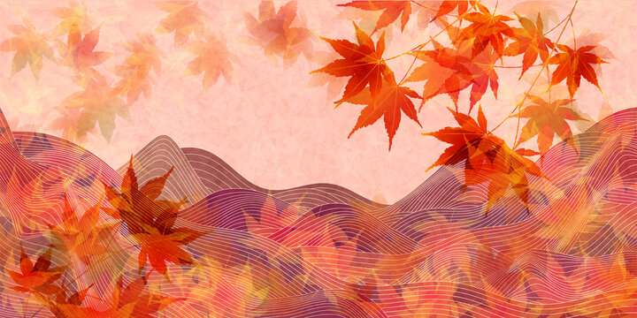紅葉　もみじ　波　背景