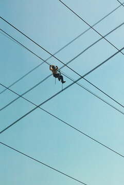 Man fixing wire