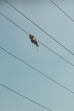 Man fixing wire