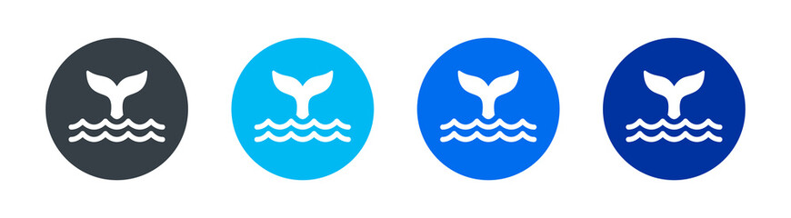 Whale tail icon on circle sign isolated on white background. © Icons-Studio