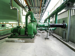 Naklejka premium .Pump and motor which popular to install with pipe in industrial such chemical, power plant, oil and gas..