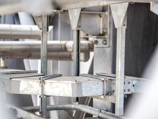 Cable tray and support in power plant by closed up.