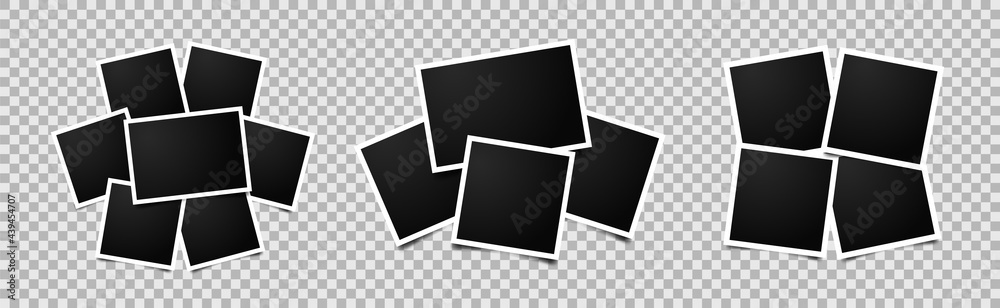 Leinwandbilder set of empty photo frames compositions. realistic vector mockups. retro photo frames with shadow iso