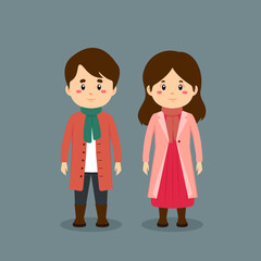 Character Couples Wear Winter Clothes