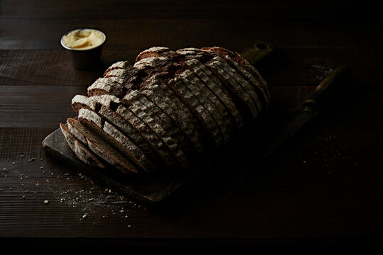 Rye Bread with Butter Horizontal Shot