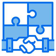 handshake blue line icon