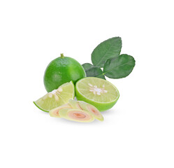 Lemon and lemon grass isolated on white background