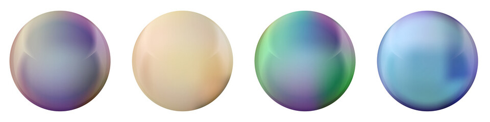 Set with glass colorful balls. Glossy realistic ball, 3D abstract vector illustration highlighted on a white background. Big metal bubble with shadow