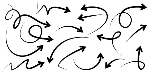 set of hand drawn arrows isolated on white background. for business infographic, banner, web and concept design.Vector doodle design elements.