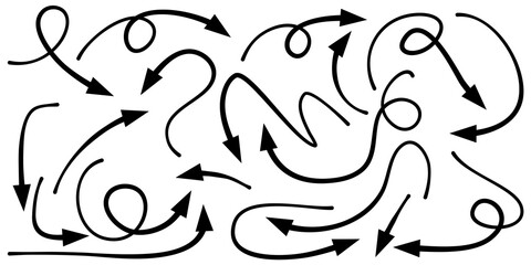 set of hand drawn arrows isolated on white background. for business infographic, banner, web and concept design.Vector doodle design elements.