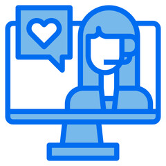 Customer service blue line icon