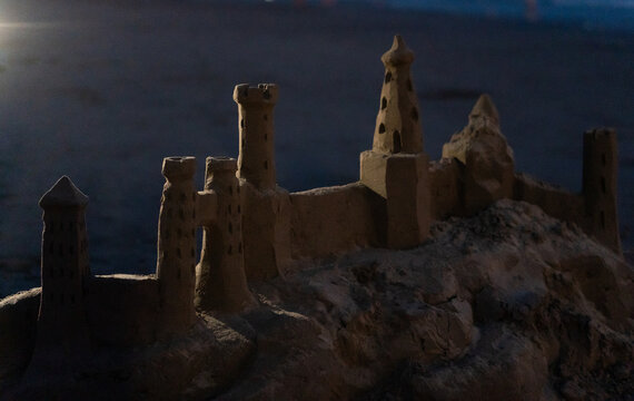 sandcastle at night 