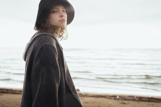 young woman on the seashore
