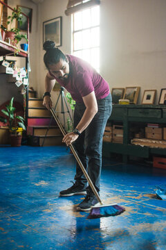 Man cleaning the floor