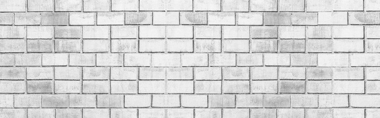 Panorama of Vintage white stone brick wall pattern and background seamless