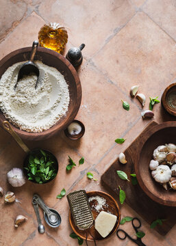 Garlic bread baking ingredients