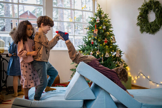 Kids having fun at Christmas time