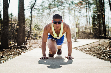 Runner in start position