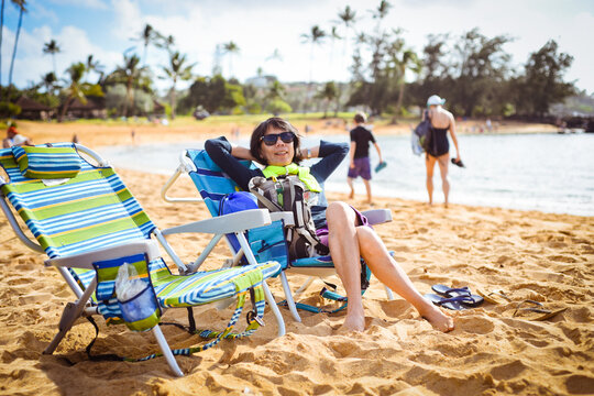 Woman relaxing on beach