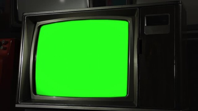 Old TV Set Green Screen. Zoom In. Close Up. You can replace green screen with the footage or picture you want. You can do it with &ldquo;Keying&rdquo; effect in After Effects. 4K Resolution.