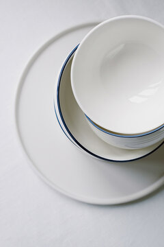White plates, bowls and dishes