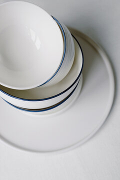 White plates, bowls and dishes