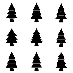 Christmas tree icon set vector sign symbol