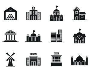 Building minimal set icon symbol template for graphic and web design collection logo vector illustration