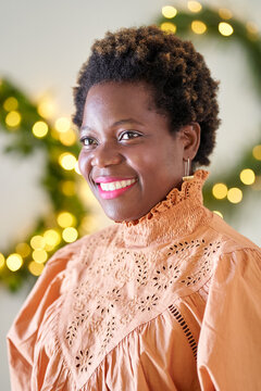 Portrait of an African woman at Christmas