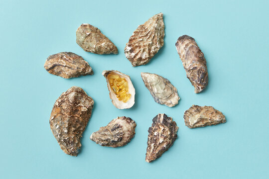 Pills in oysters shell