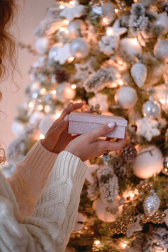 Woman holding chistmas gift