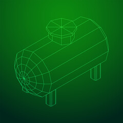 Oil tank for storage of flammable materials and petroleum. Wireframe low poly mesh vector illustration