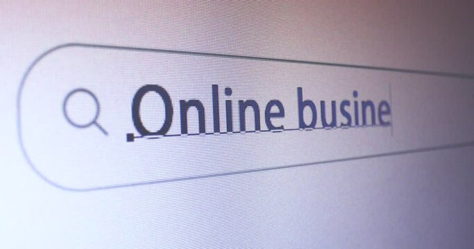 Browser bar with typed Online business keyword on the computer screen, SEO Concept