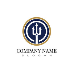 Obraz premium Tombak Trident Vintage dari Poseidon Neptune God Triton King desain logo