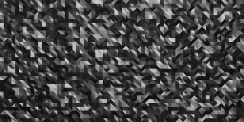 Modern crystal design texture in black color. Abstract geometric pattern background with small size triangles. Low poly random tiles. 3D Rendering.