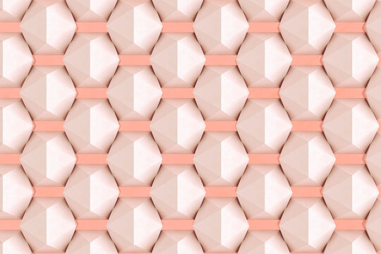 Pink platonic shapes with a pink ball on a pink background