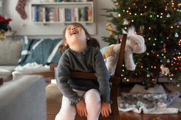 Child at home during Christmastime