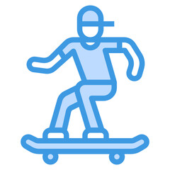 Skater blue line icon