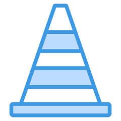 Traffic Cone blue line icon