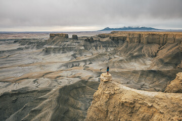 woman overlooks desert