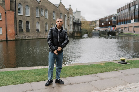 Man Standing by the river in Camden Town London  