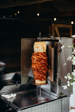 Tacos al Pastor being Cooked for Wedding