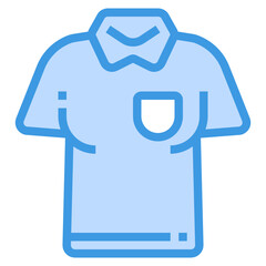 Polo Shirt blue line icon