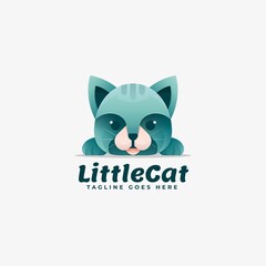 Fototapeta na wymiar Vector Logo Illustration Little Cat Gradient Colorful Style.