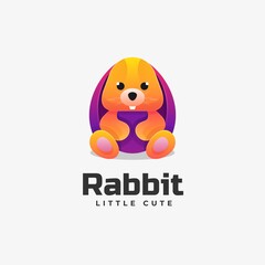 Vector Logo Illustration Rabbit Gradient Colorful Style.